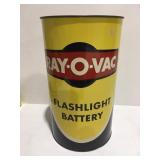 Vintage RAY-O-VAC, flashlight battery trash can