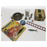 Vintage, old Ironside, brass ashtray, buffalo