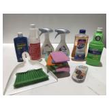 Household cleaning items bottles are full