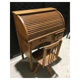 Child size roll top desk, and chair