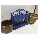Baskets painted wicker shelf