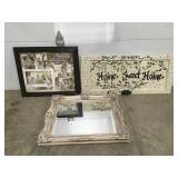 Mirror, wall sign and picture frame
