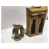 Bamboo liquor carrier Wood carved statues