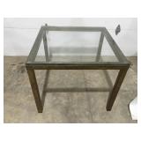 Steel framed table glass top 27' x 34 'x34'