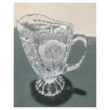Etched glass pitcher