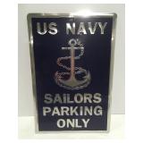 US Navy sailor parking only metal sign