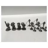 Avon pewter bears & metal golf, chess pieces