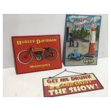 3 metal signs Harley Davidson Tydol