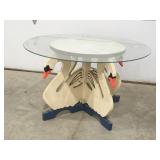 Homemade swan glass top table