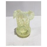 Vintage Vaseline opalescent glass vase Spanish