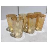 Vintage Jeanette glass hex iridescent flat