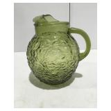 Avocado green crinkle glass water serving pitcher