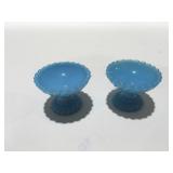 Portieux Vallerysthal Blue milk glass Salt cellar