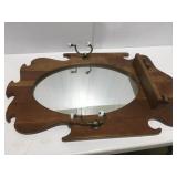 Wood framed mirror with hooks and shelf 36ï¿½ x 22ï¿½