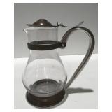 Vintage, metal and glass pitcher
