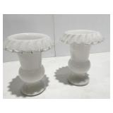 Opaline Silver crest Rolled ruffle Czechoslovakia