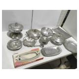 Vintage metal serving items mostly aluminum