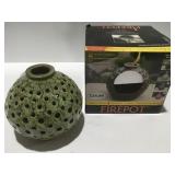Outdoor patio, ceramic fire pot