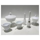 Milk, glass items some Fenton