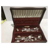 Vintage flatware in wood box