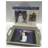 Christmas glass cutting board & tray
