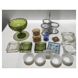 Miscellaneous glass ashtrays dishes server