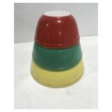 3 pyrex nesting, mixing bowls