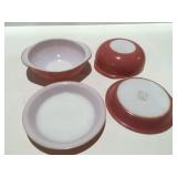 Pyrex bowls pie pan flamingo, pink