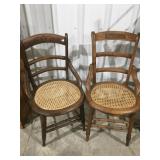 2 cane bottom chairs