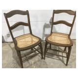 Pair of cane bottom chairs