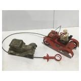 Vintage toy car and bank both need repairs