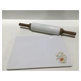 Glass rolling pin and cutting board