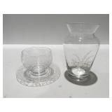 Etched flowered glassware