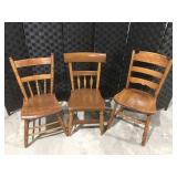 3 miscellaneous vintage wood chairs