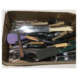 Kitchen utensils, mostly knives