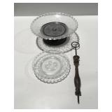 Glass and metal 2 tier serving dish