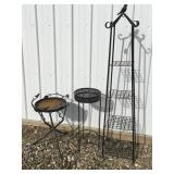 Plant stands & birdbath