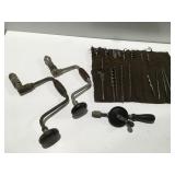 Vintage drill, braces and bits