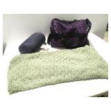 Knitted blanket, pillow purple bag
