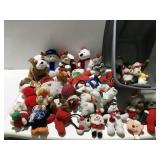 Christmas plush items with a tote