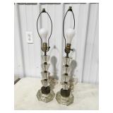 2 vintage glass lamps 28 inches tall