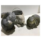 Outdoor rabbit decor Two painted ones are