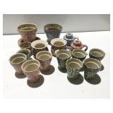 Sponge ware flower pots in candleholders