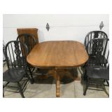 Table 42" w/ leaf & oak painted chairs5 foot