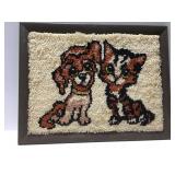 Dog & cat latch hook framed art