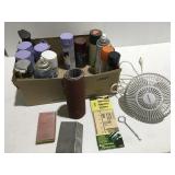Paint, sanding, items, and fan