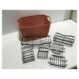 Basket with metal shelf items