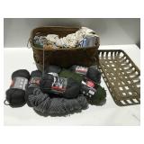 Baskets with yarn and material strips