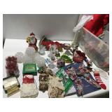 Christmas decorations ornaments in a tote