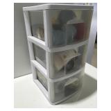 3 drawer plastic organizer 25" with yarn